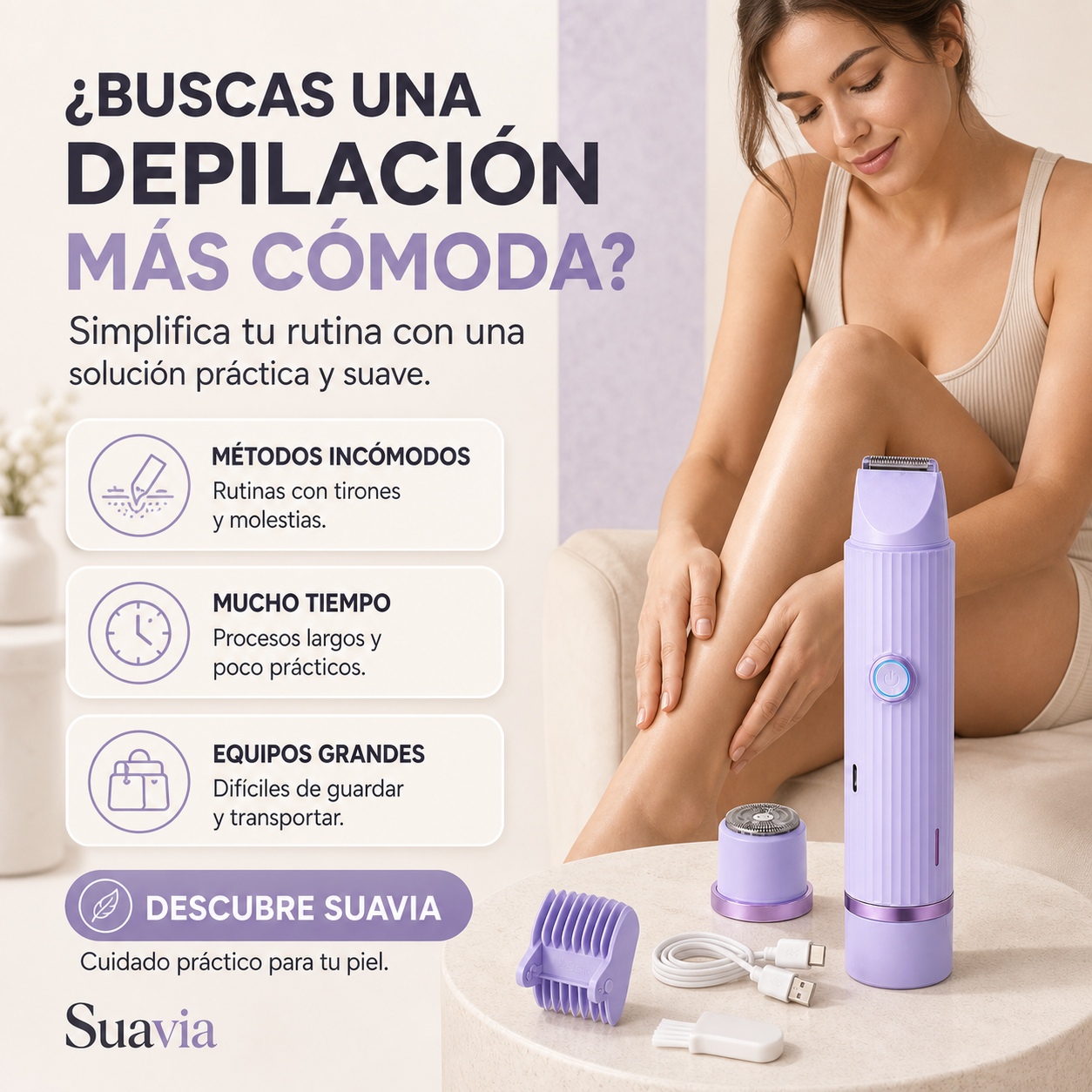 Suavia® La solución definitiva contra el dolor y las cortadas — piel lisa en 5 minutos, garantizado.